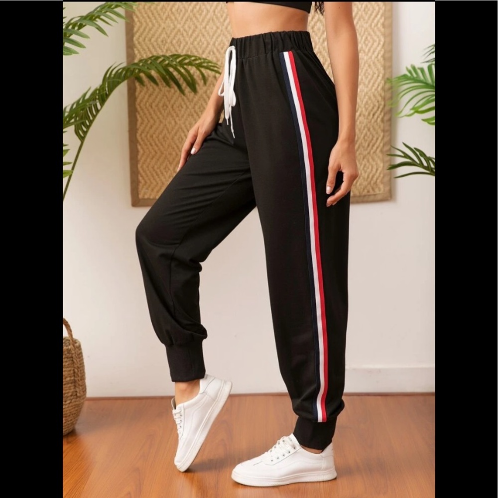 Athletic Comfortable Striped Drawstring Joggers/Sweatpants - Picture 3 of 5